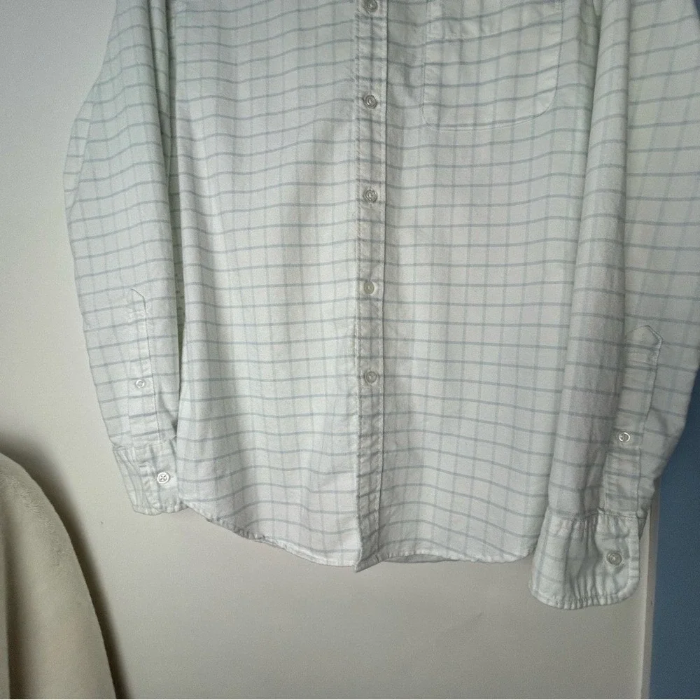 J. Crew Flex White Blue‎ Plaid Casual Button Down Shirt Men's Medium